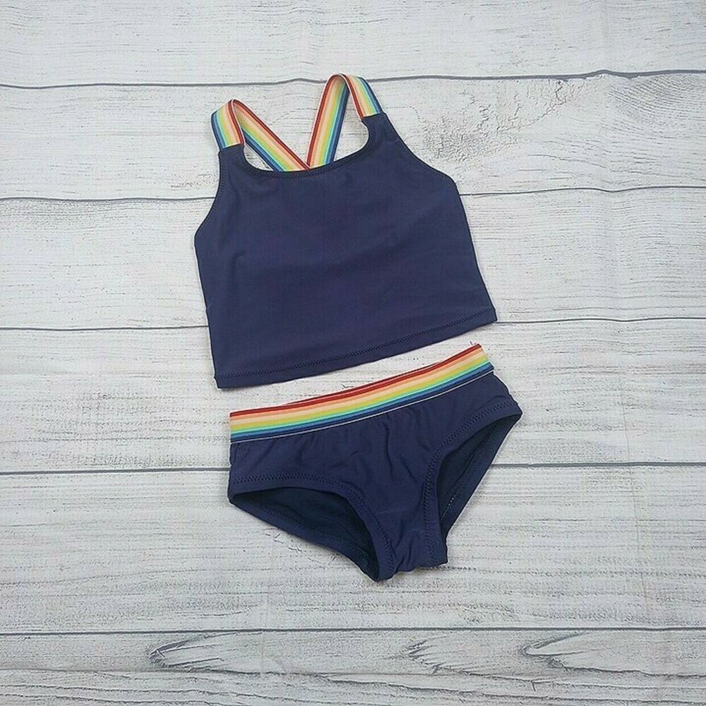 2/3 Primary Rainbow Trim Tankini